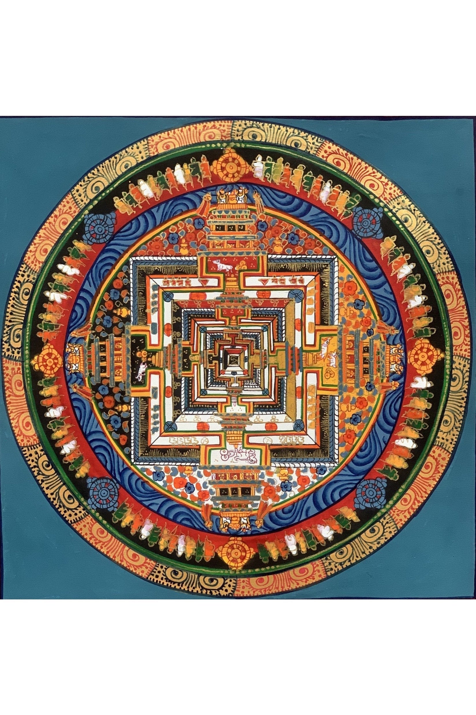 Wheel of Life Wheel of Time Kalachakra Mandala Hand Painted Original Tibetan Thangka Compassion Meditation Art - Tibetan Thangka Art