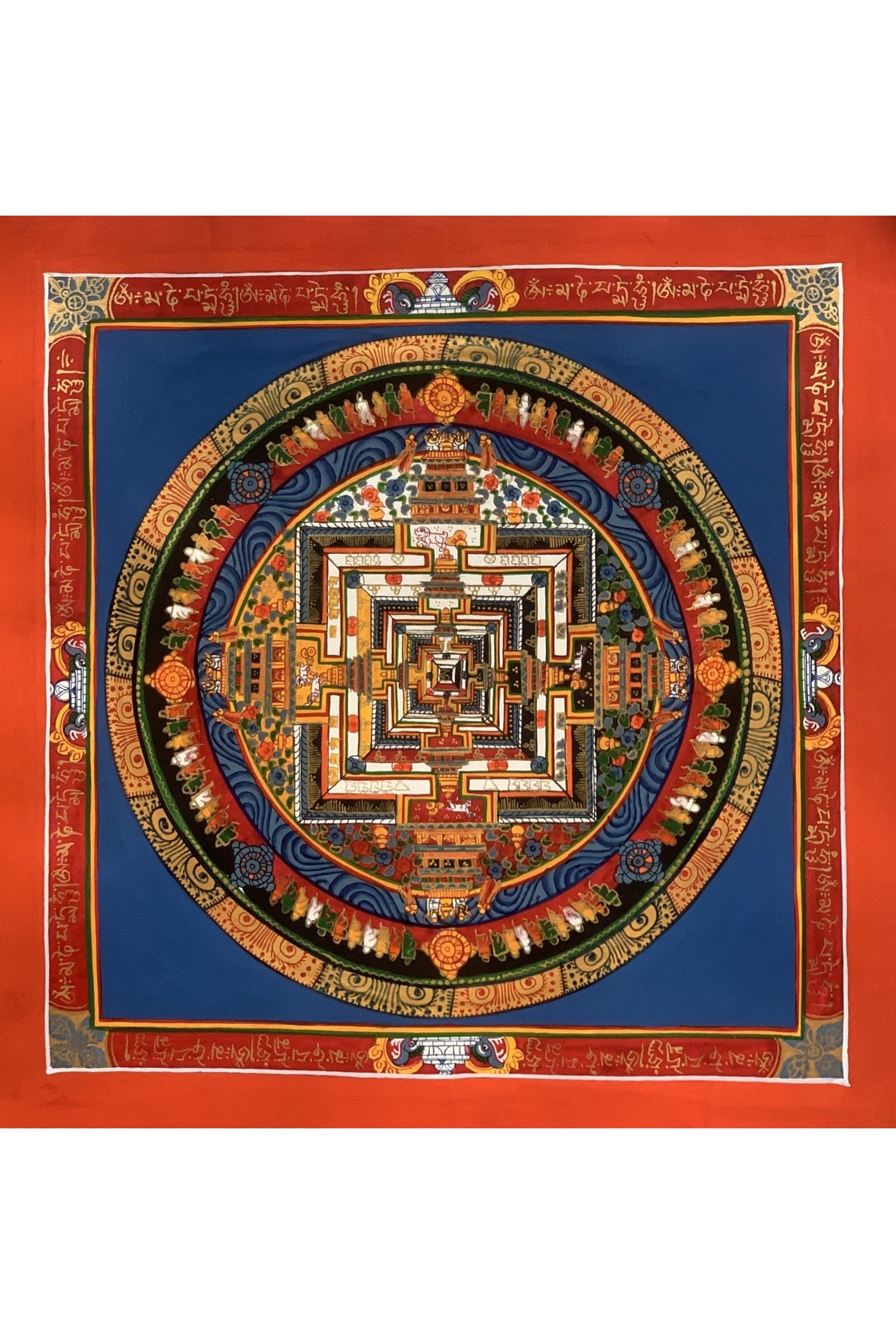 Wheel of Life, Wheel of Time, Kalachakra Mandala Hand Painted Original Tibetan Thangka Meditation Art 12 x 12 Inch - Tibetan Thangka Art