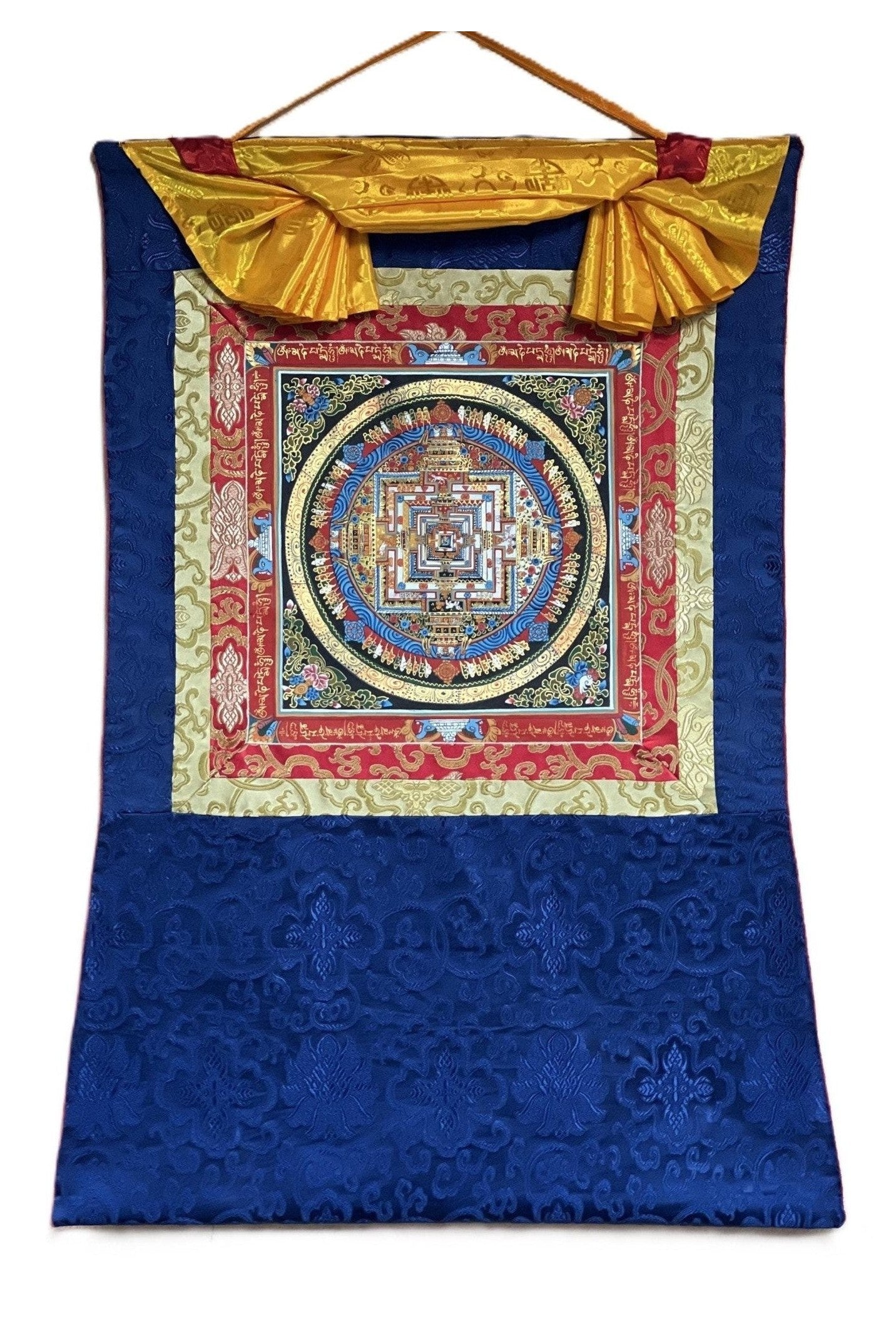 Wheel of Life/ Wheel of Time/ Kalachakra Mandala Original Tibetan Thangka Painting/Wall Hanging Meditation Art with Silk Brocade - Tibetan Thangka Art