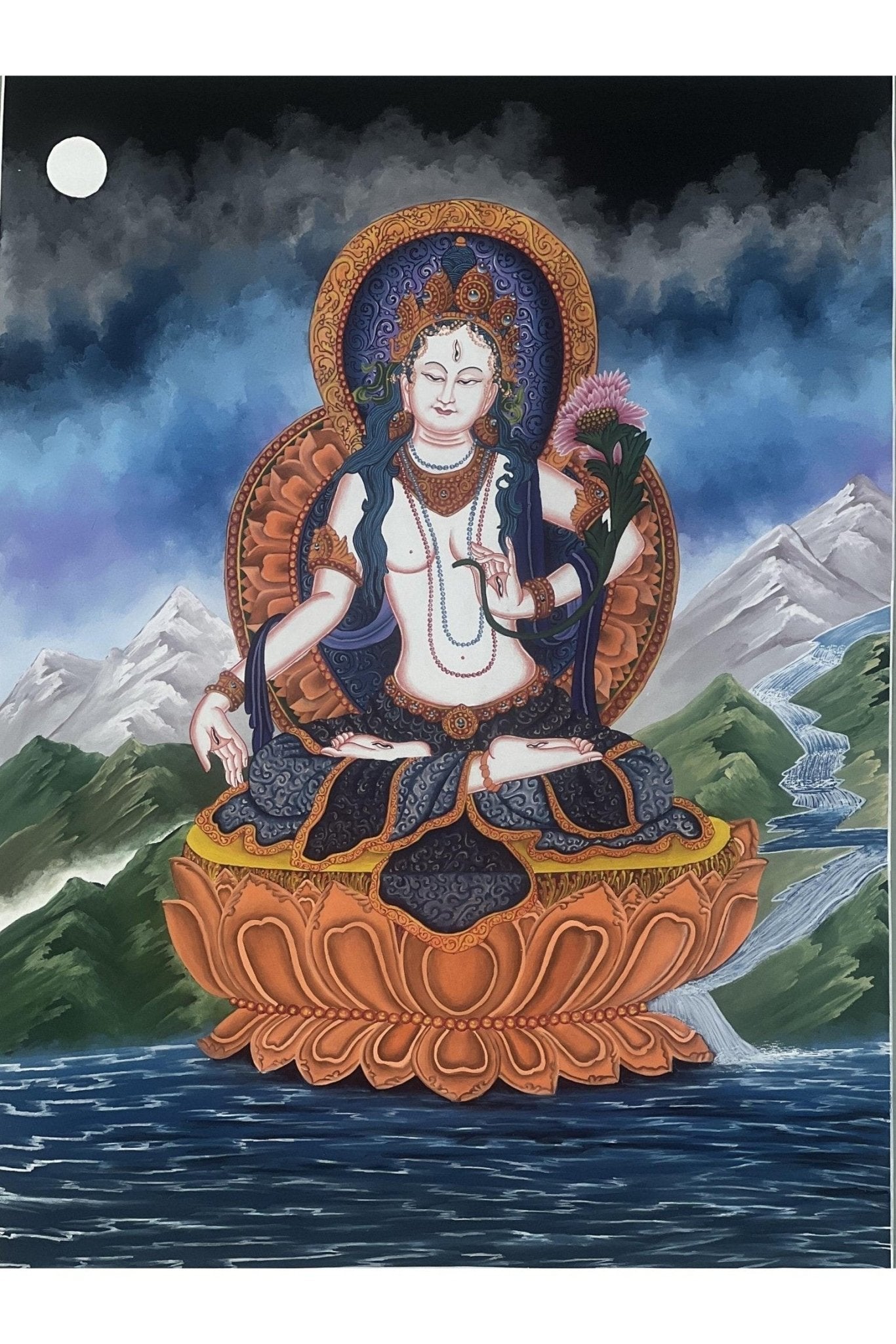 White Tara /Mother Tara / Goddess of Compassion Original Masterpiece Newari Paubha/Pauva Tibetan Thangka Painting - Tibetan Thangka Art