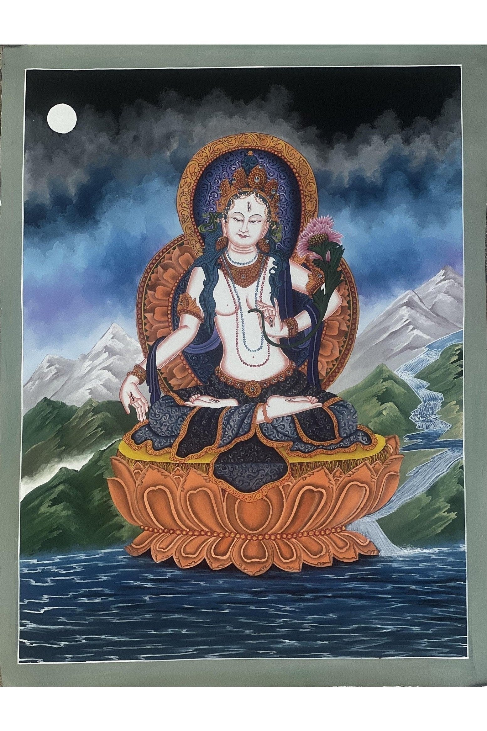 White Tara /Mother Tara / Goddess of Compassion Original Masterpiece Newari Paubha/Pauva Tibetan Thangka Painting - Tibetan Thangka Art